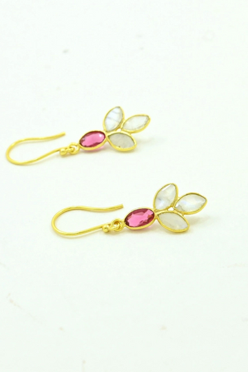 Schmuckoo, Avra Earrings - Pink Tourmaline & Moonstone