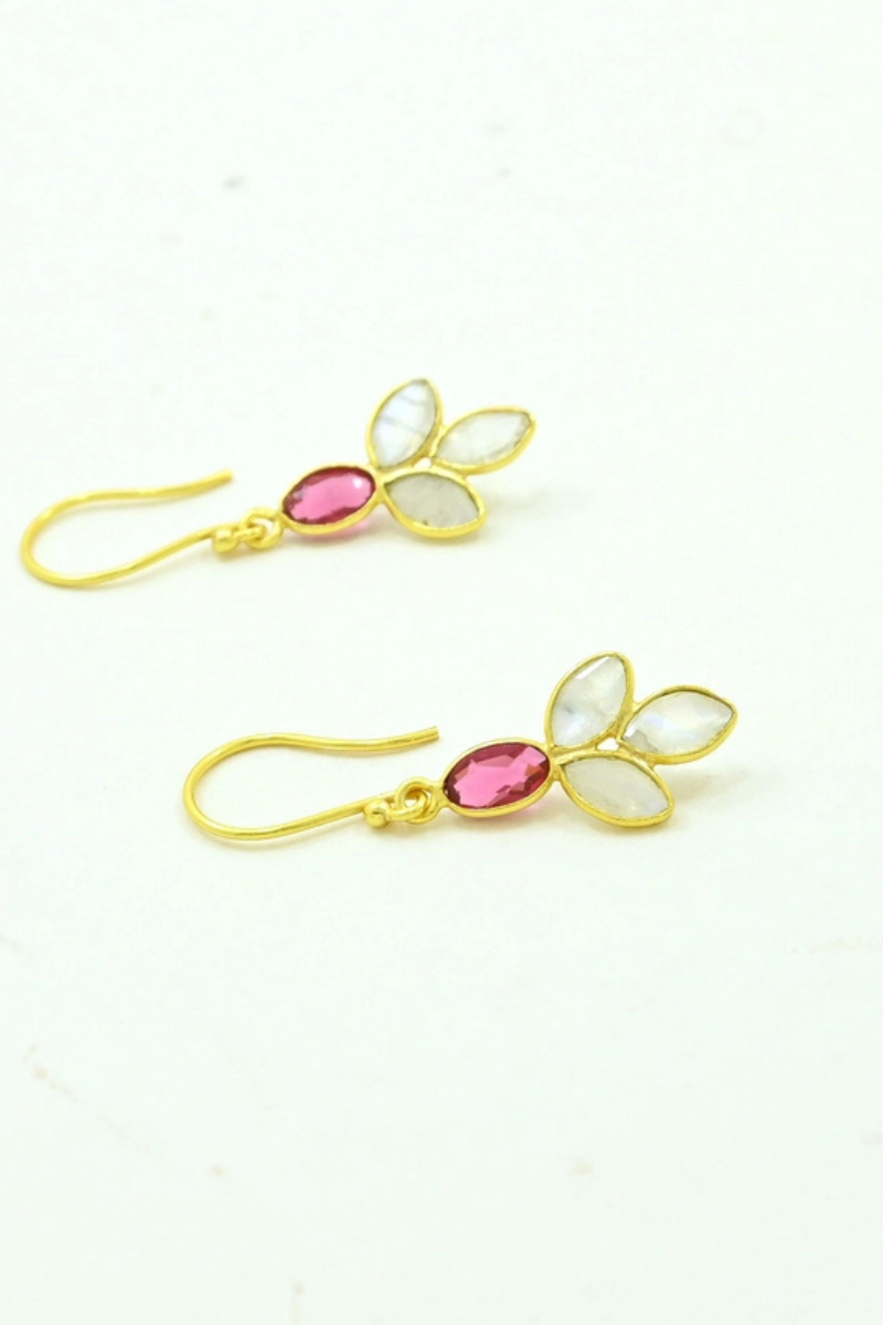 Schmuckoo, Avra Earrings - Pink Tourmaline & Moonstone