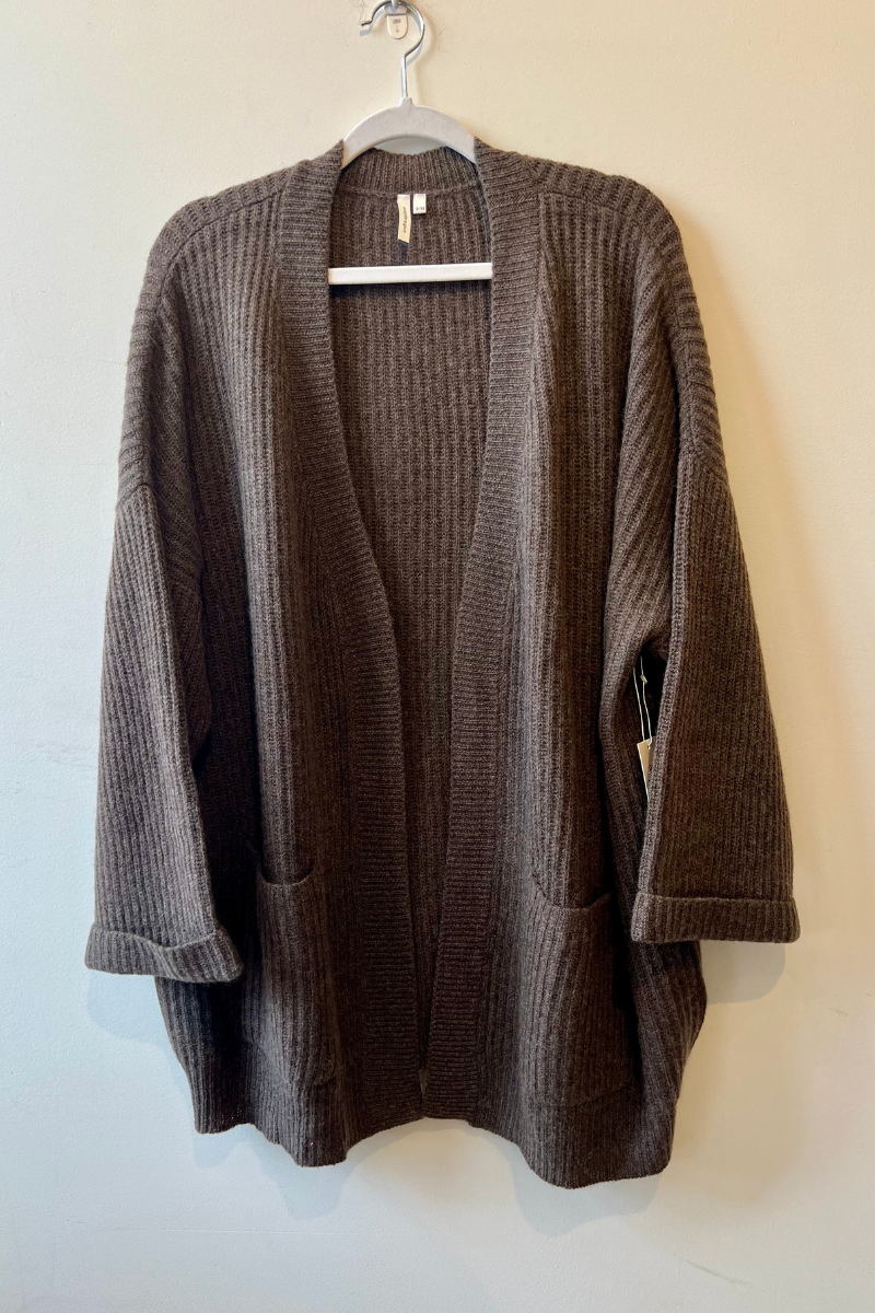 Plush Cashmere Rib Knit Cardigan