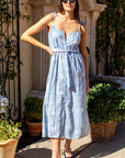 Emerson Fry, India Button Front Sundress- Arbor Blissful Blue Organic