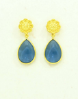 Sunflower Earring Gold Silver 925 - Blue Iolite