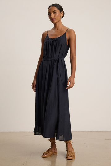Velvet, Avery Silk Cotton Dress - Navy