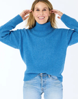 Kerri Rosenthal, Lucy Mock Neck Sweater - Heather Blue