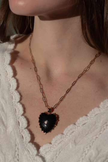 Thatch, Malene Onyx Paperclip Necklace