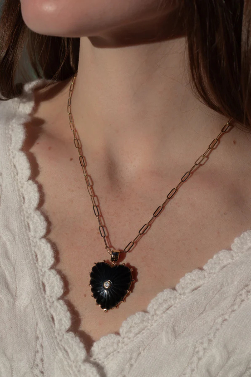 Thatch, Malene Onyx Paperclip Necklace