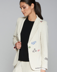 Vilagallo, Hillary emboridered Jacket- Off-White