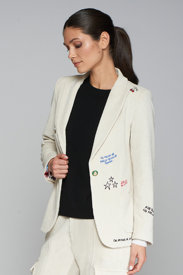 Vilagallo, Hillary emboridered Jacket- Off-White