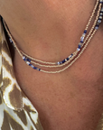 The Makery Collection, Beaded Triple Wrap Necklace - Blue, Labradorite and Champagne
