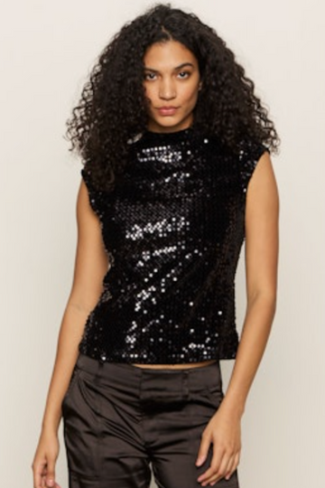 Sanctuary, Funnel Neck Sequin Top