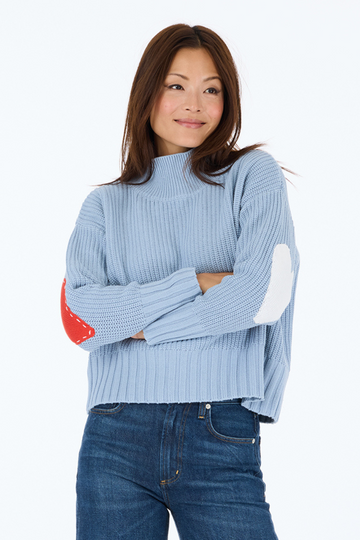Kerri Rosenthal, Marlow Imperfect Heart Sweater- Steel blue