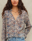 M.A.B.E, Cass Print Long Sleeve Top- Indigo/ Rust