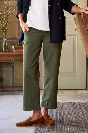 Frank & Eileen, Westport Italian Wide Leg Chino- Army