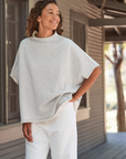 Frank & Eileen, Audrey Funnel Neck Capelet-Heather Grey Melange