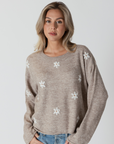 Lyla & Luxe, Aiden Daisy Crewneck Sweater with Embossed Flowers-Oat