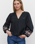 Velvet, Paola Flower Embroidery Top