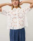 0039 Italy, Bea Lace Embroidered Blouse- White