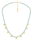 AB, Glass Beaded Necklace with Gold Discs