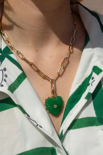 Thatch, Malene Green Jade Clip Necklace