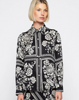 Mirto Print Fluid Blouse- Black & White