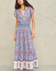 M.A.B.E, Della Print Maxi Dress- Blue/Pink