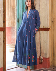 Nimo With Love, Sandalwood Dress- Navy/ Monkey Embroidered