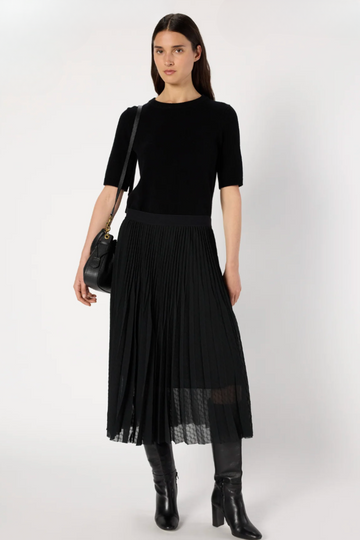 Gerard Darel, Bilal Pleated Jaquard Skirt- Noir