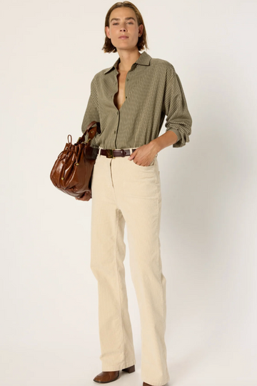 Gerard Darel, Chantal Corduroy Flared Pants- Natural