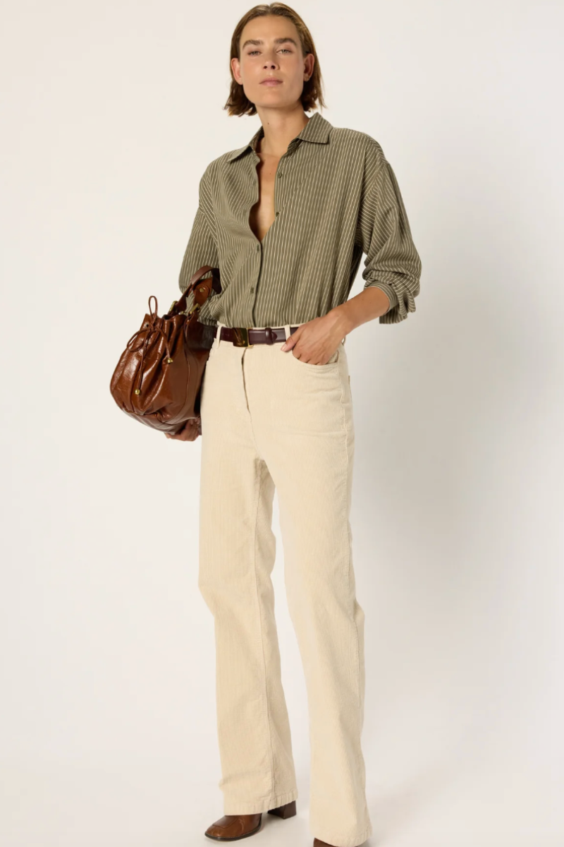 Gerard Darel, Chantal Corduroy Flared Pants- Natural