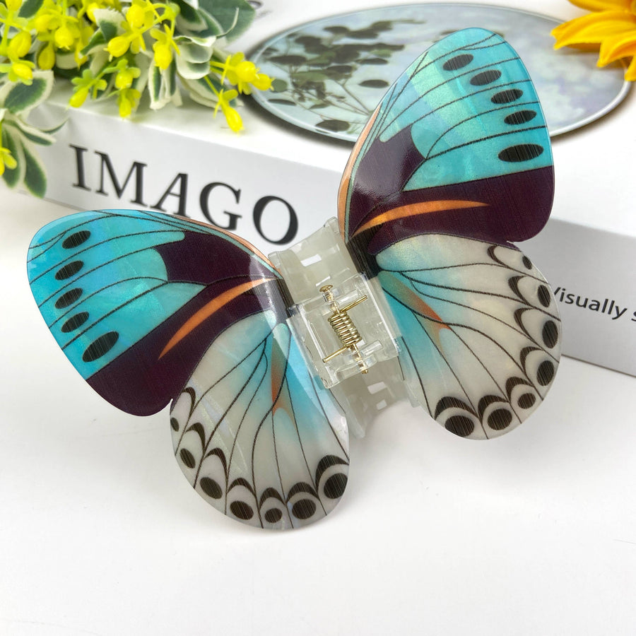 Hair Claw Clip, Colourful butterflies