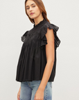 Velvet, Inessa Cotton Lace Sleeveless Top- Black