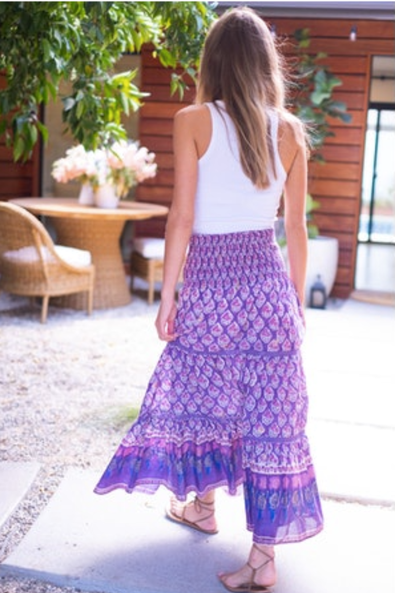 Bell, Mandy Maxi Skirt- Purple Print