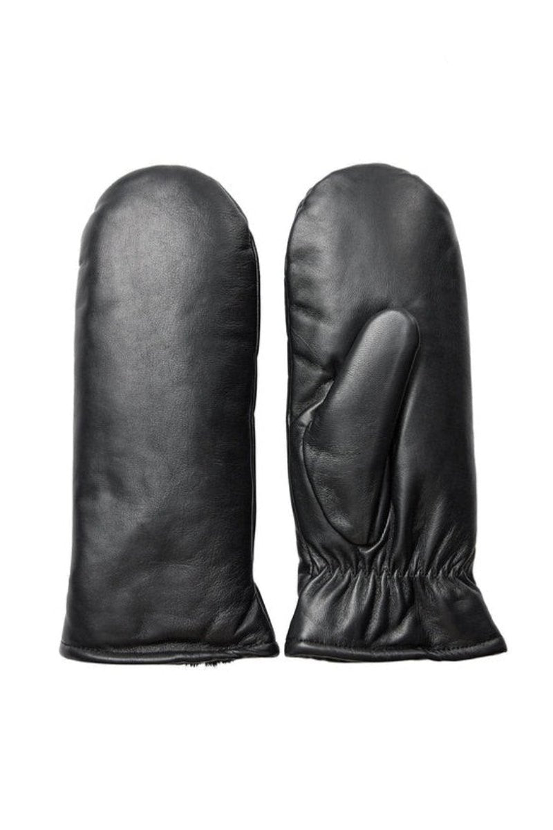 Levete, Hester Leather Mittens-Black