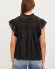 Velvet, Inessa Cotton Lace Sleeveless Top- Black