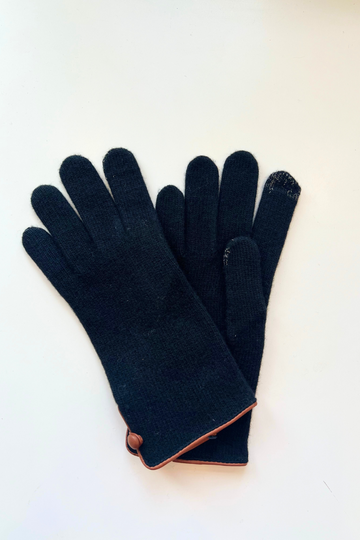 SantaCana, Wool & Cashmere Glove with Piping and Leather Button