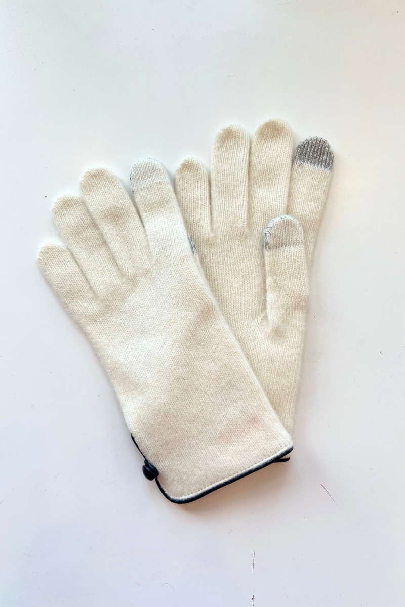 SantaCana, Wool & Cashmere Glove with Piping and Leather Button