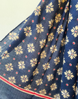 Wool Silk Diamond Embroidered scarf- Blue