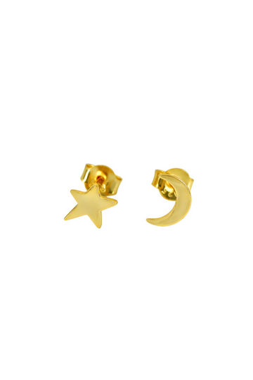 Gold Star & Moon Earring Set