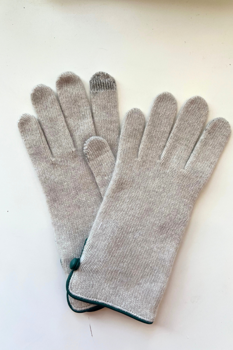 SantaCana, Wool & Cashmere Glove with Piping and Leather Button