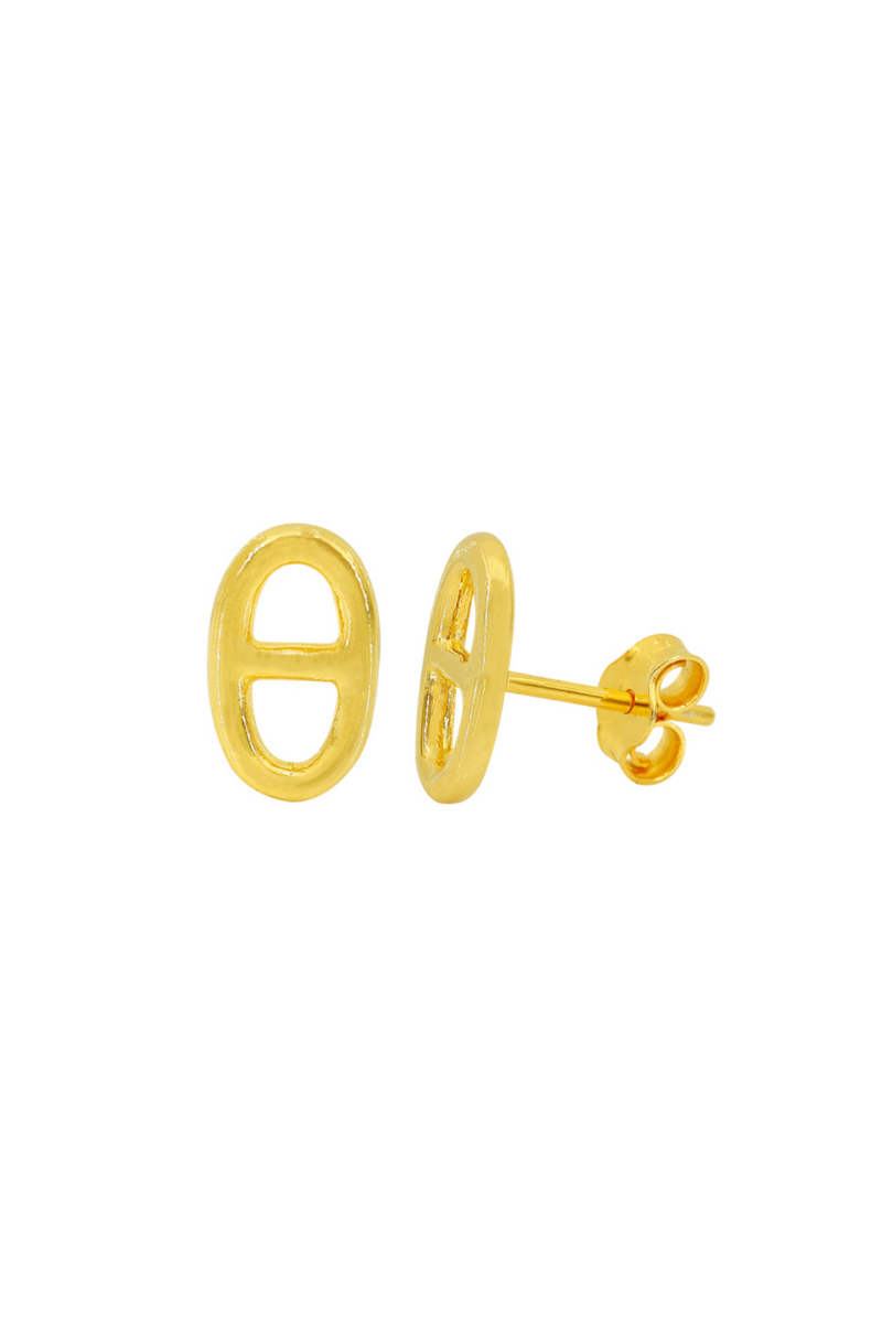 Gold Marine Link Stud Earrings