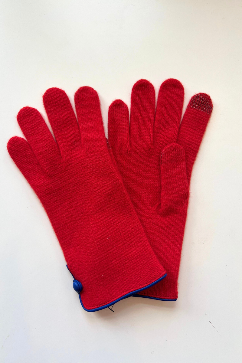 SantaCana, Wool & Cashmere Glove with Piping and Leather Button