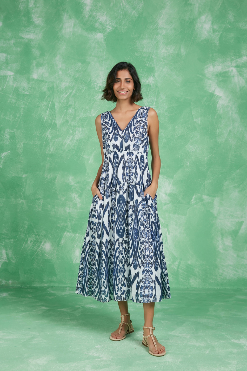 Ro's Garden, Tatum Maxi Dress- Blue Kyoto