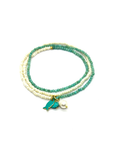 Beaded Loopstring Necklace with Enamel Fish Cluster- Blue Amazonite/ Pearls