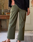 Frank & Eileen, Westport Italian Wide Leg Chino- Army