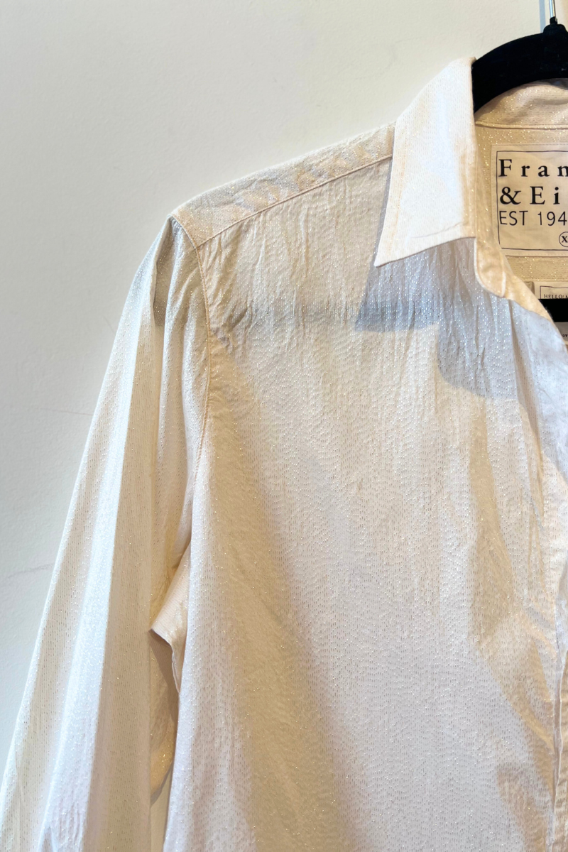 Frank & Eileen, Relaxed Button-Up Shirt- Cream/ Gold Glitter