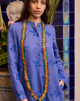 Nimo with Love, Cedar Kaftan - Blue with Fish Embroidery