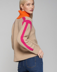 Vilagallo, Jersey Cuello Alto  Sweater-Beige/ Orange