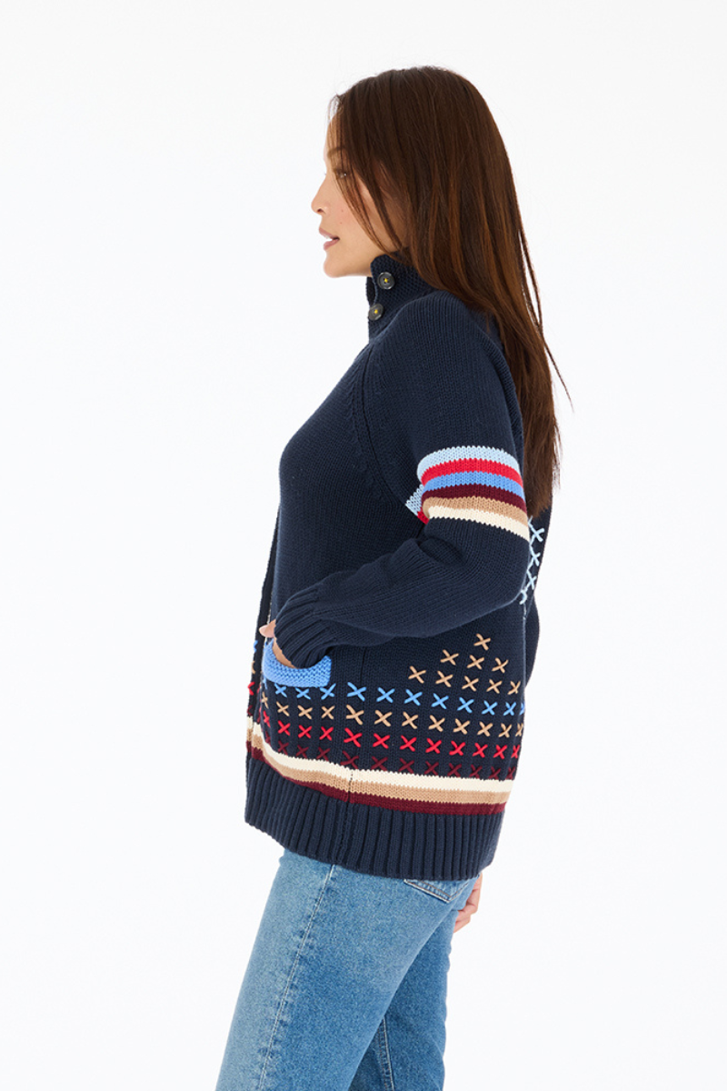 Kerri Rosenthal, Joy Imperfect Heart Cardigan- Indigo Blue
