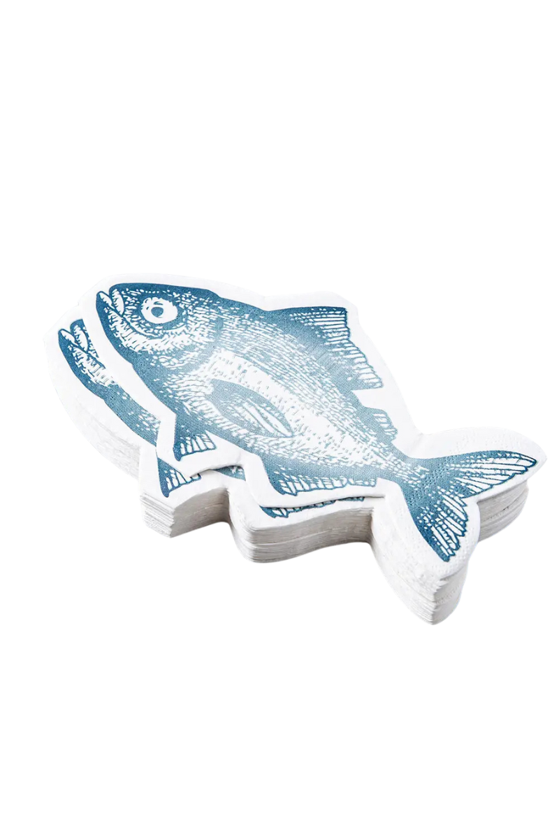 Cocktail Napkin, Fish Shaped-Blue