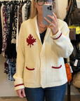 Varsity Cardigan-Red Maple Leaf