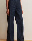 Sanctuary, Marine Full Length Pants- Navy Pinstripe